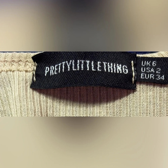 Pretty Little Things Rib Tie Front Long Sleeve Crop Top - Picture 4 of 4